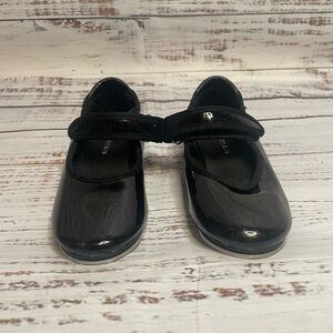 Danskin Girls Tap Shoes Size 10 Black Patent Mary Jane Dance Shoes